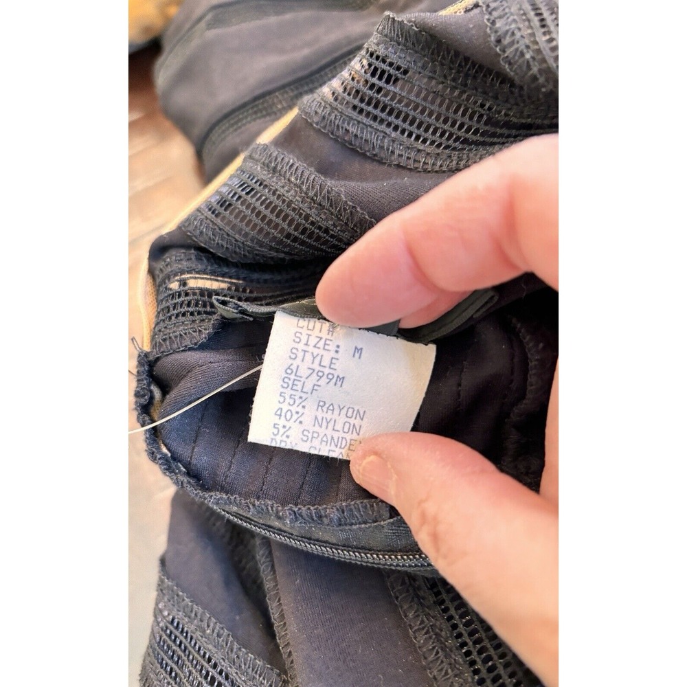 Vintage Y2K Tadashi Shoji Mesh Bodycon Dress Womens Size M Fit Flare‎ Mini - Picture 7 of 9